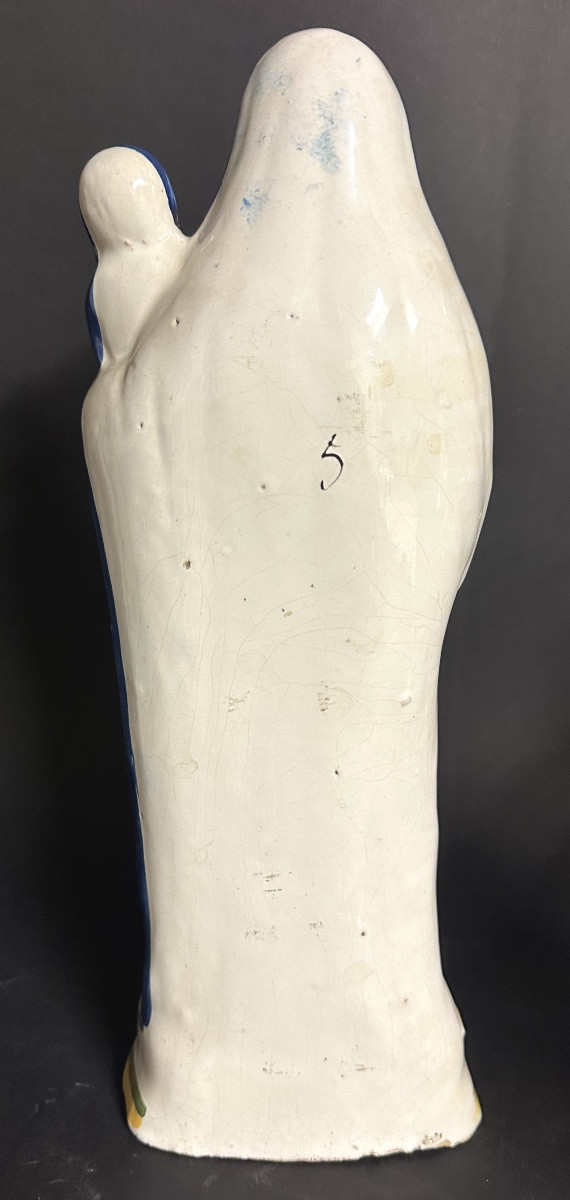 Grande vierge d’accouchée 34,5cm Ste Marie XIXe En très bon état Quimper -photo-4