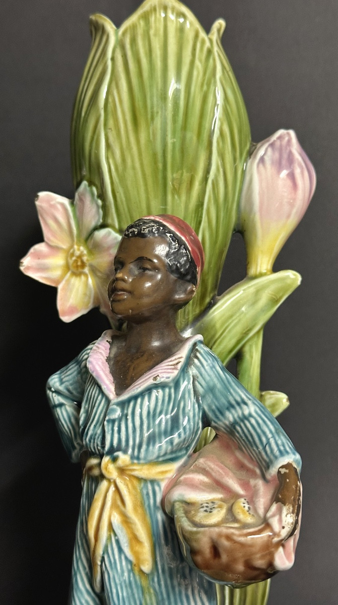 Onnaing Pair Of 19th Century Vases Black Servants In Very Good Condition 29cm Tulip Pots -photo-3