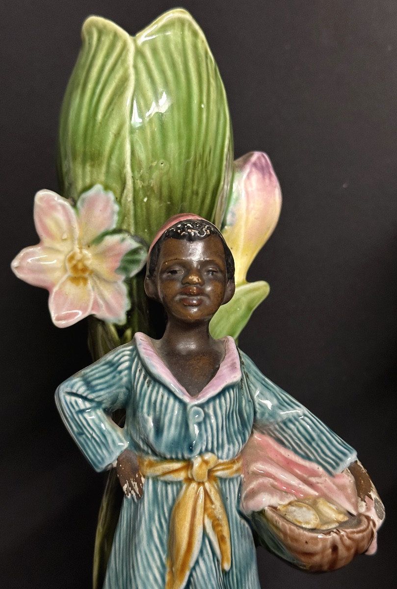 Onnaing Pair Of 19th Century Vases Black Servants In Very Good Condition 29cm Tulip Pots -photo-4