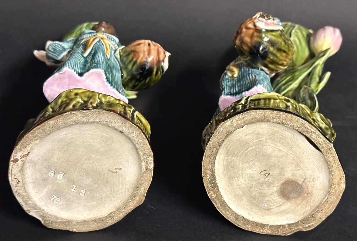 Onnaing Pair Of 19th Century Vases Black Servants In Very Good Condition 29cm Tulip Pots -photo-1