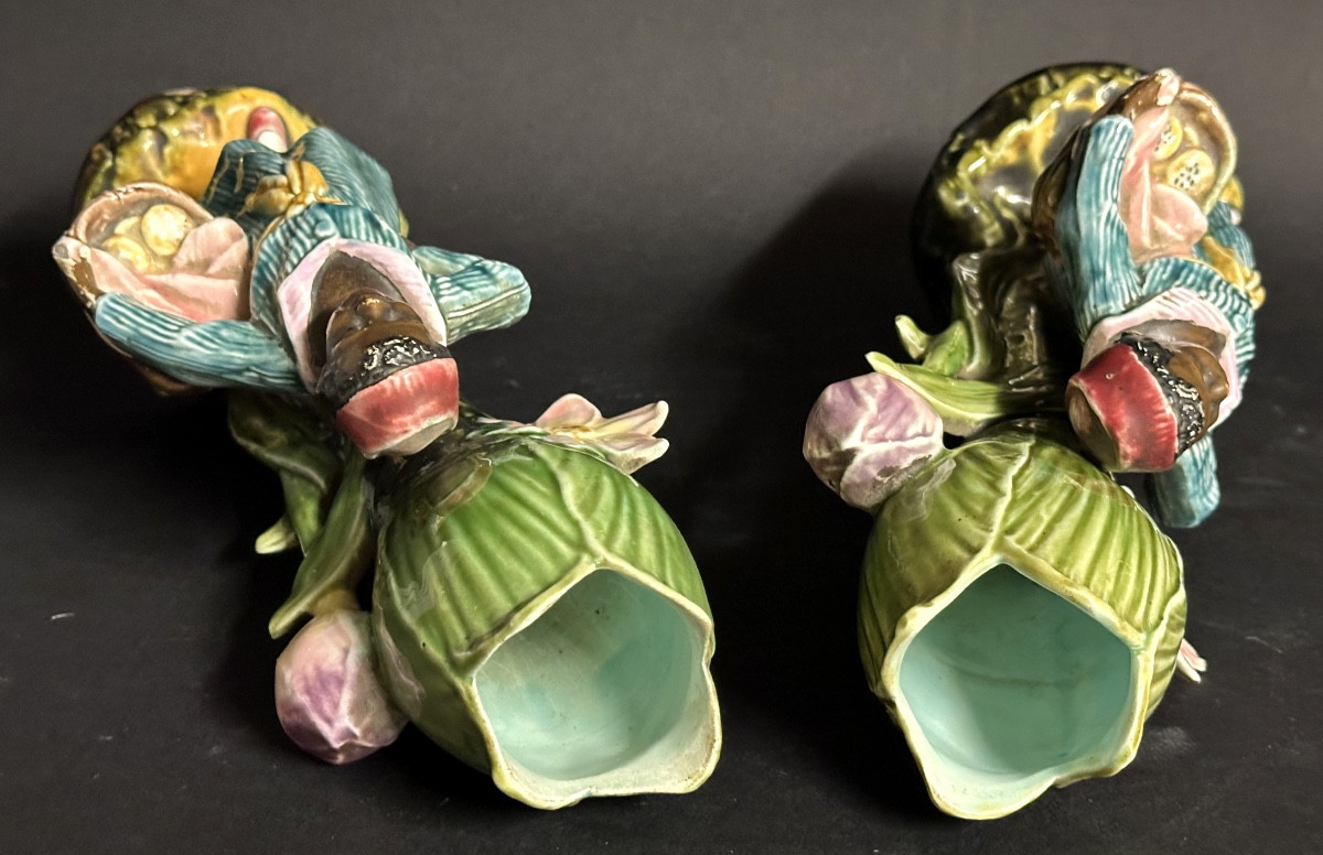 Onnaing Pair Of 19th Century Vases Black Servants In Very Good Condition 29cm Tulip Pots -photo-4