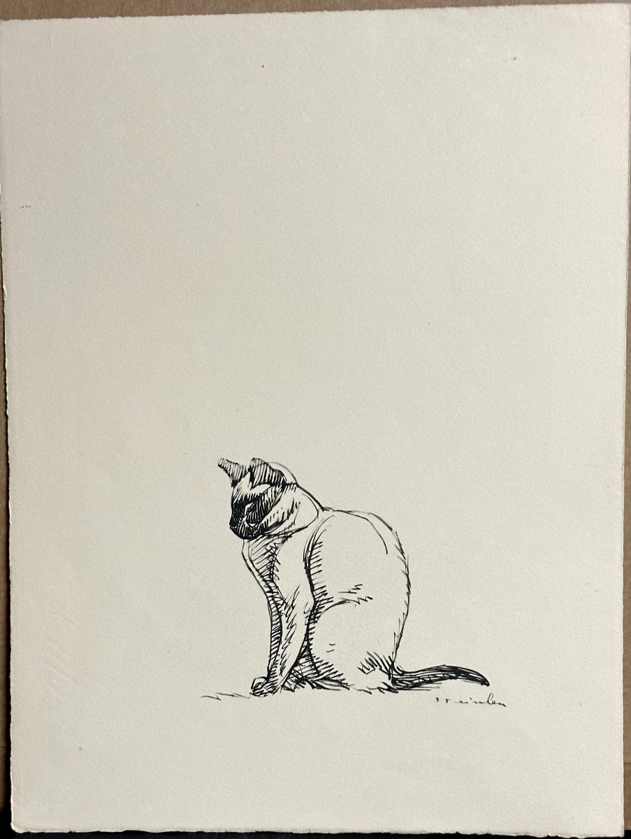 Alexandre STEINLEN 1859-1923 2 CHATS lithographie double face signées chat -photo-2