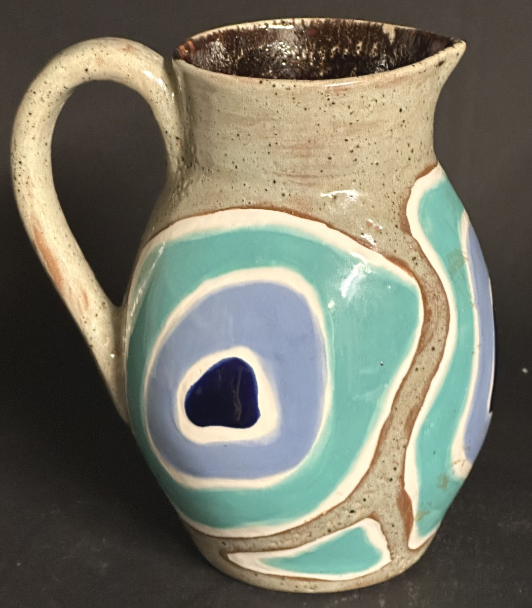 Rare Ricard Ceramic Pitcher Signed O. Congui In Very Good Condition.-photo-2