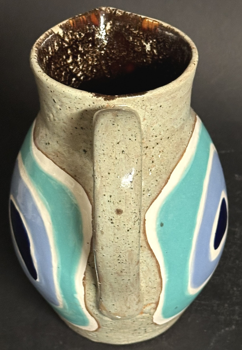 Rare Ricard Ceramic Pitcher Signed O. Congui In Very Good Condition.-photo-4