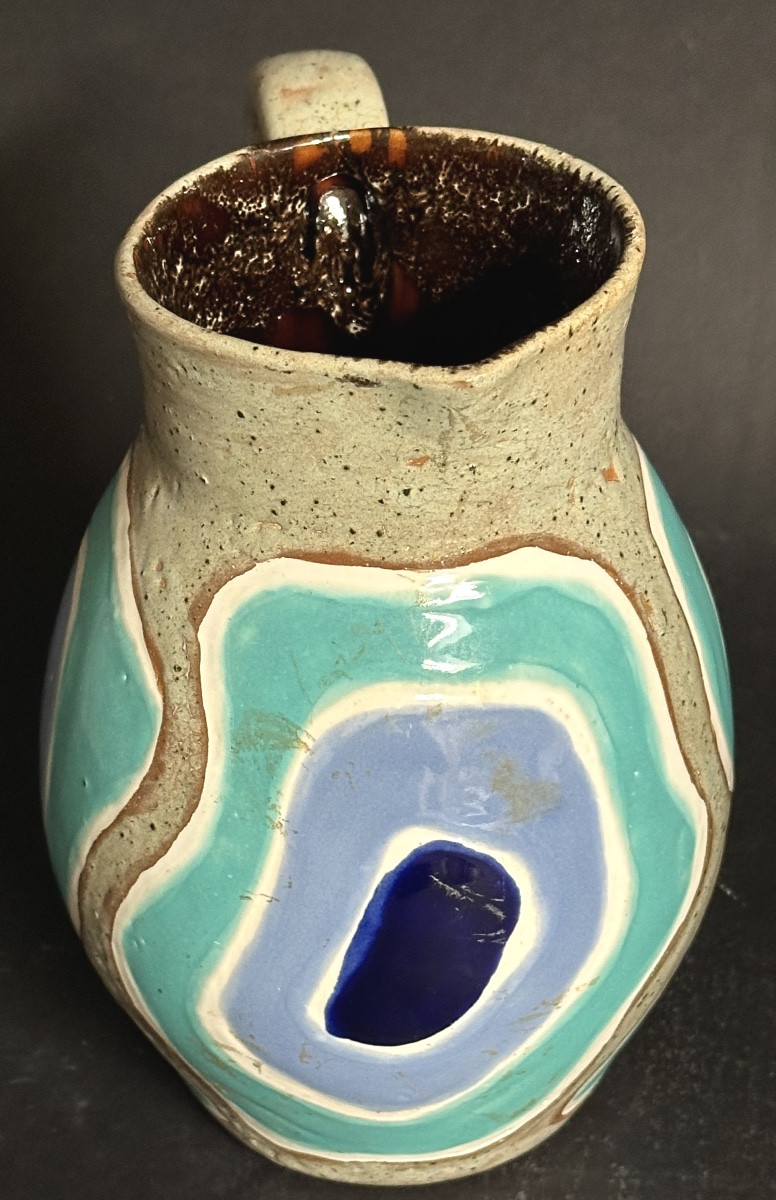 Rare Ricard Ceramic Pitcher Signed O. Congui In Very Good Condition.-photo-1