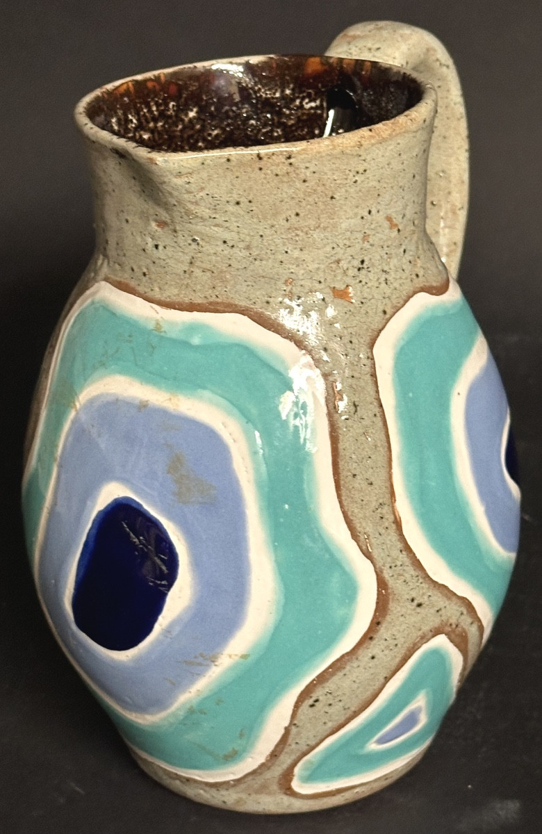 Rare Ricard Ceramic Pitcher Signed O. Congui In Very Good Condition.-photo-4