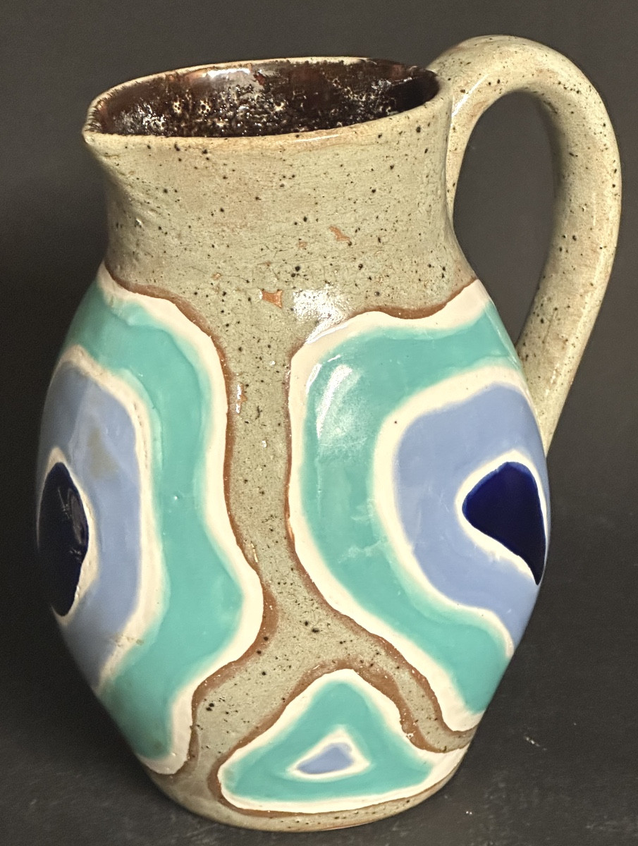 Rare Ricard Ceramic Pitcher Signed O. Congui In Very Good Condition.