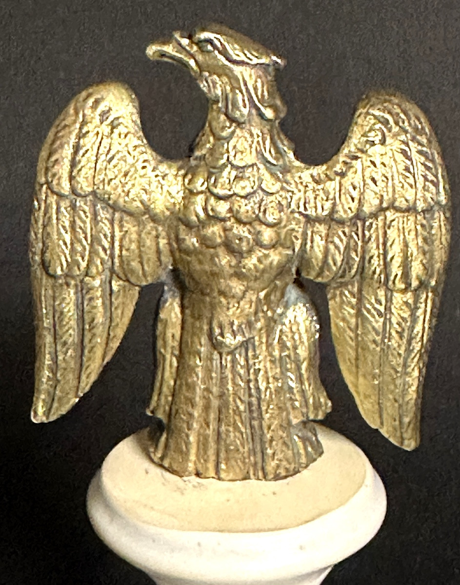 Napoleonic Bronze Eagle Paperweight On Gouda Empire Porcelain Base -photo-3