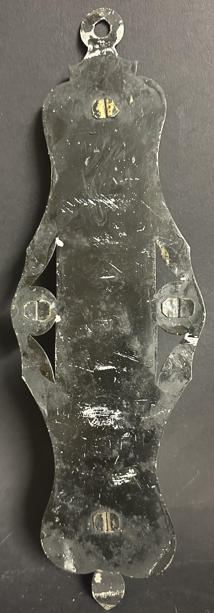 19th Century Lithographed Sheet Metal Card Holder With Musical Lyre Letter And Note Holder-photo-1