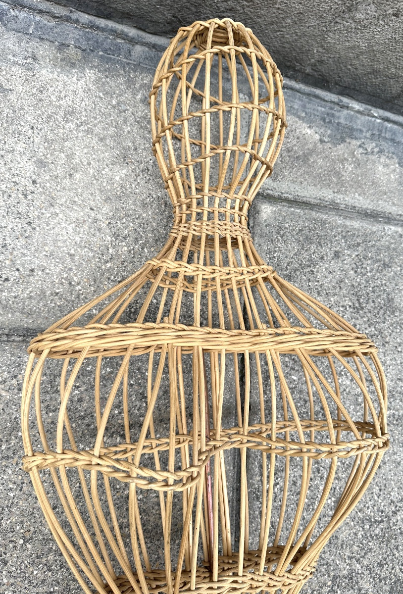 Mannequin en rotin grandeur nature 168cm vers 1900 vannerie en TBE couturière -photo-4