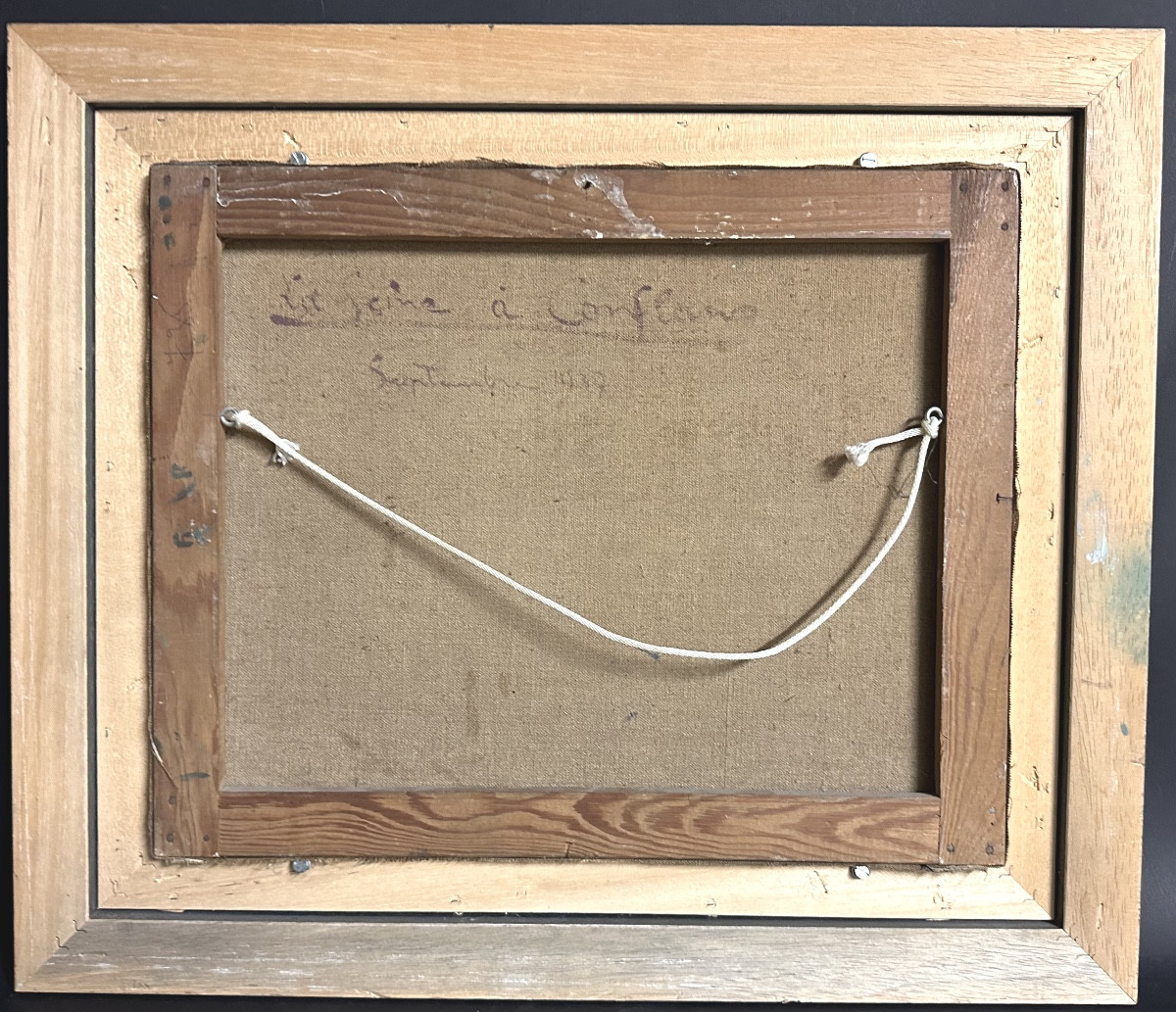 Huile signée (?) 1937 La Seine à Conflans Jean Souvrain ?-photo-2