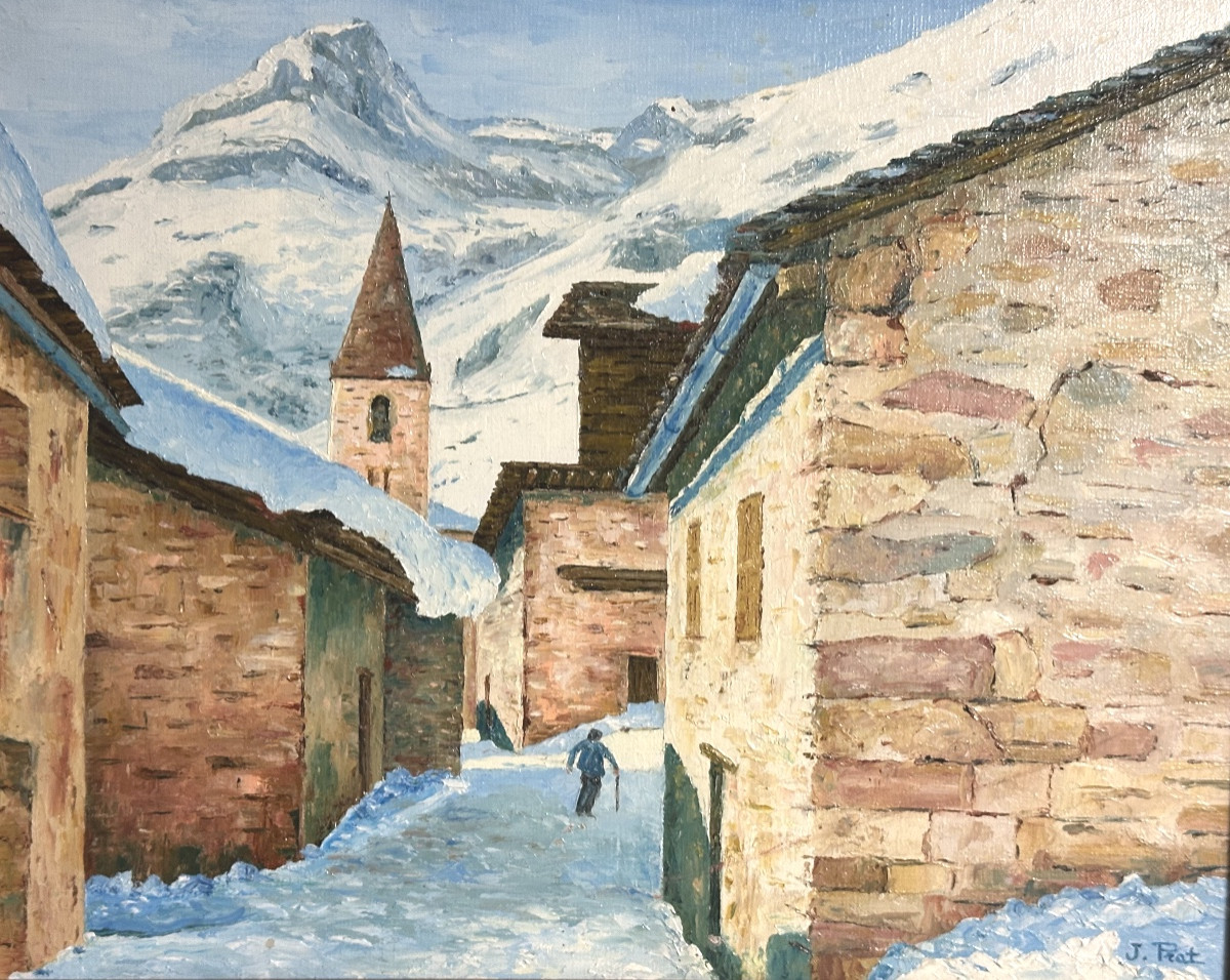 Jacques Prat XXth Oil Bonneval On Arc In Winter Savoie Haute Maurienne Alpes Certificate /1-photo-2