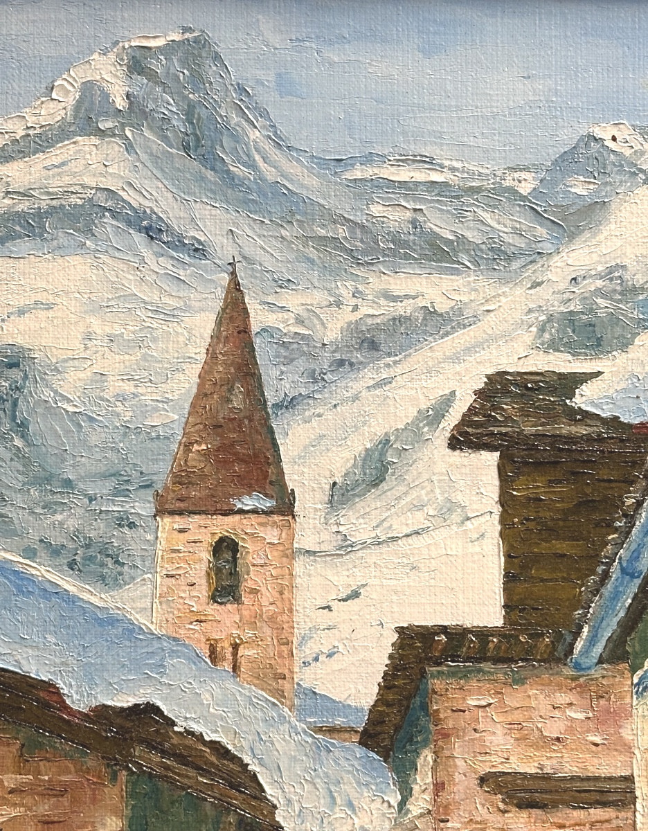 Jacques Prat XXth Oil Bonneval On Arc In Winter Savoie Haute Maurienne Alpes Certificate /1-photo-4