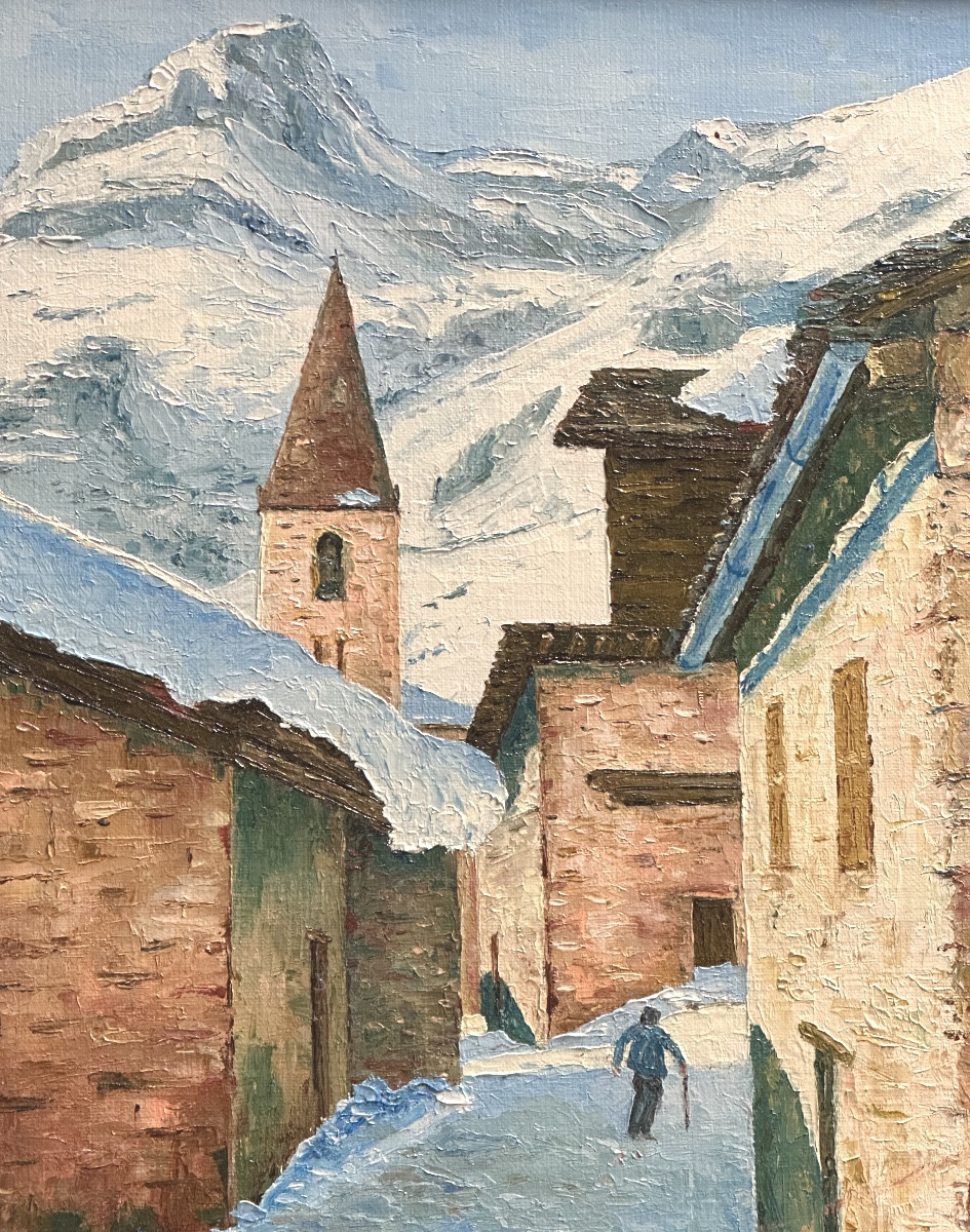 Jacques Prat XXth Oil Bonneval On Arc In Winter Savoie Haute Maurienne Alpes Certificate /1-photo-1