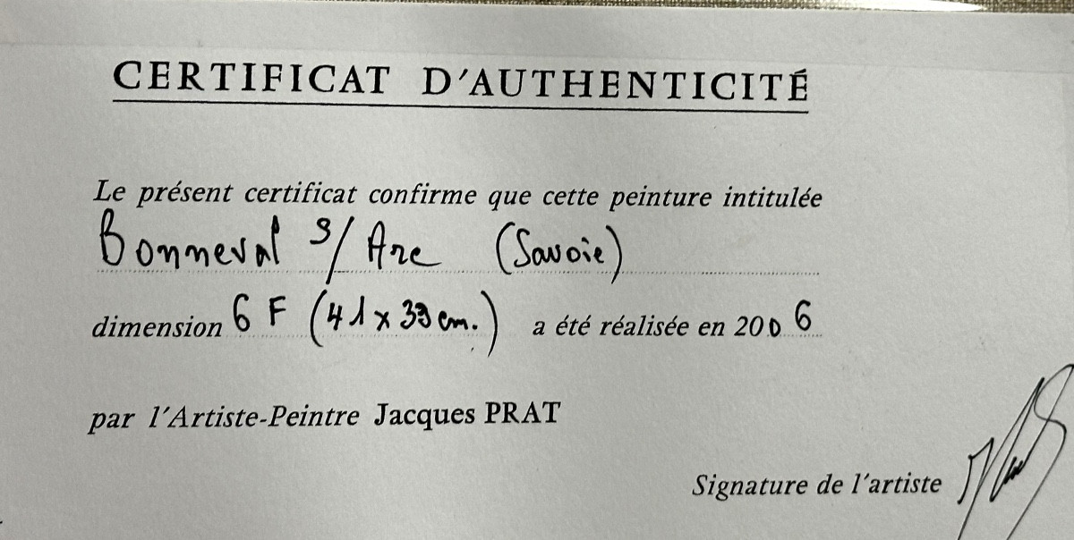 Jacques Prat XXth Oil Bonneval On Arc In Winter Savoie Haute Maurienne Alpes Certificate /1-photo-3