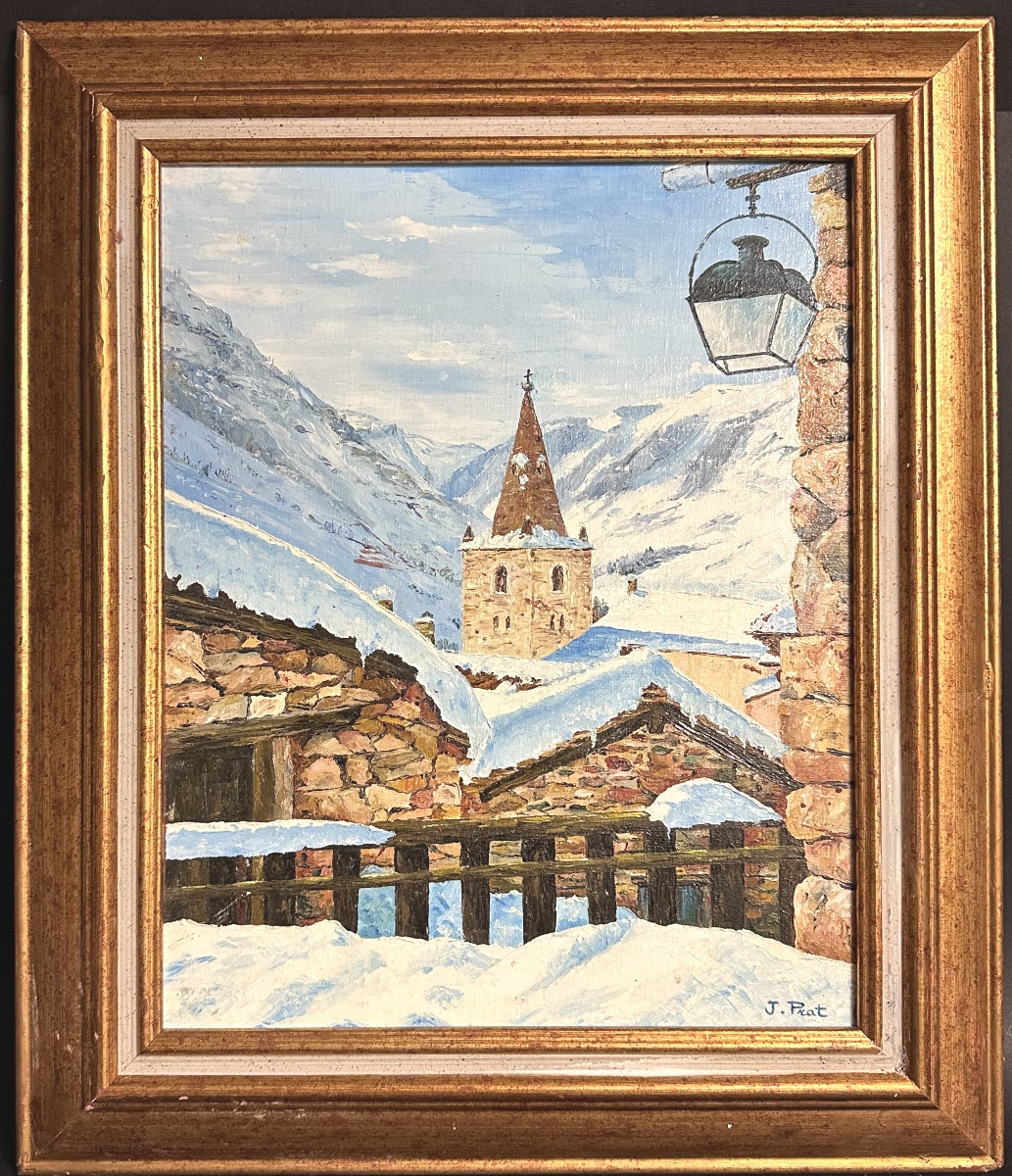 Jacques PRAT XXe huile Bonneval sur Arc en hiver Savoie Haute Maurienne  Alpes certificat /1-photo-6