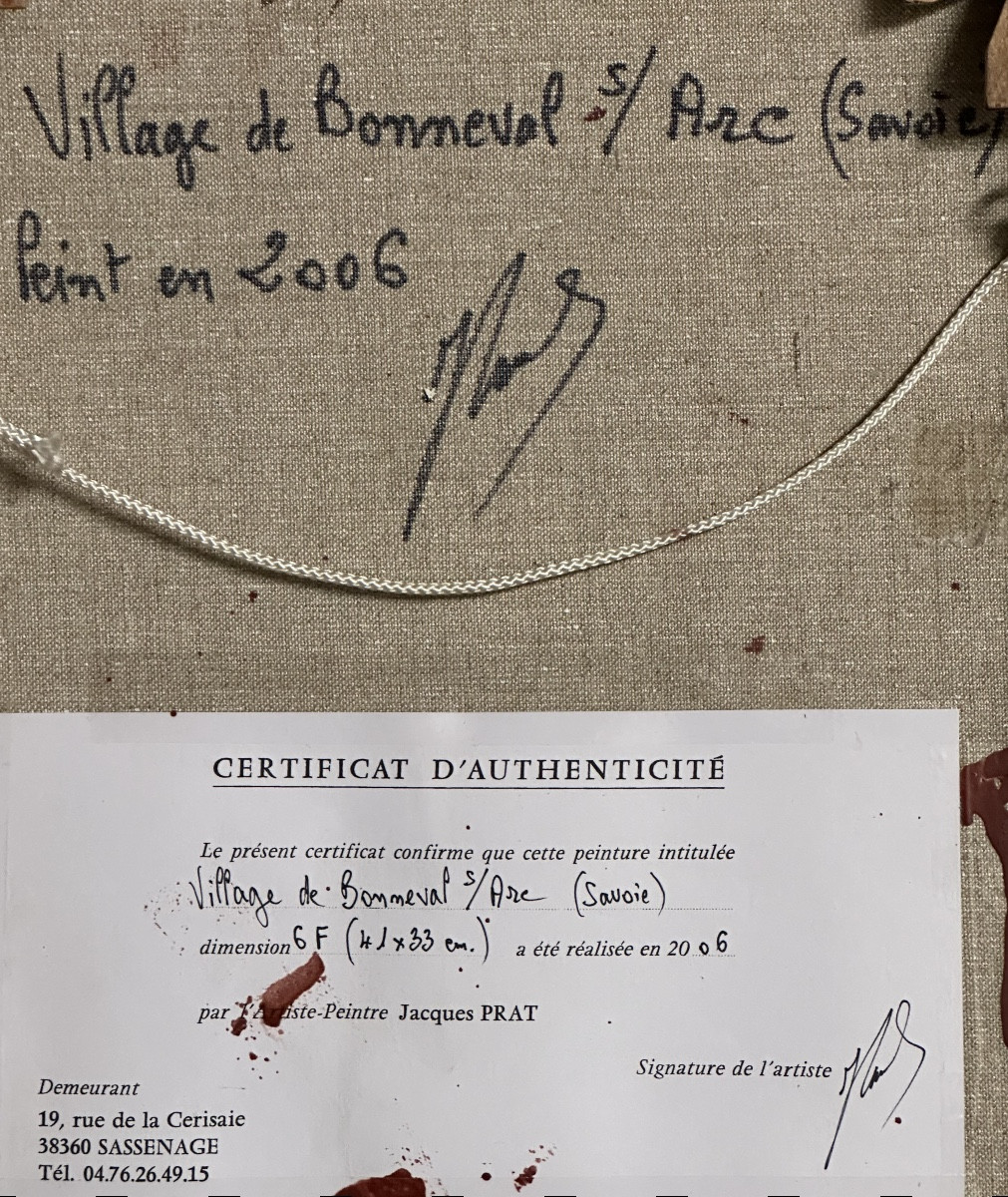 Jacques PRAT XXe huile Bonneval sur Arc en hiver Savoie Haute Maurienne  Alpes certificat /1-photo-7