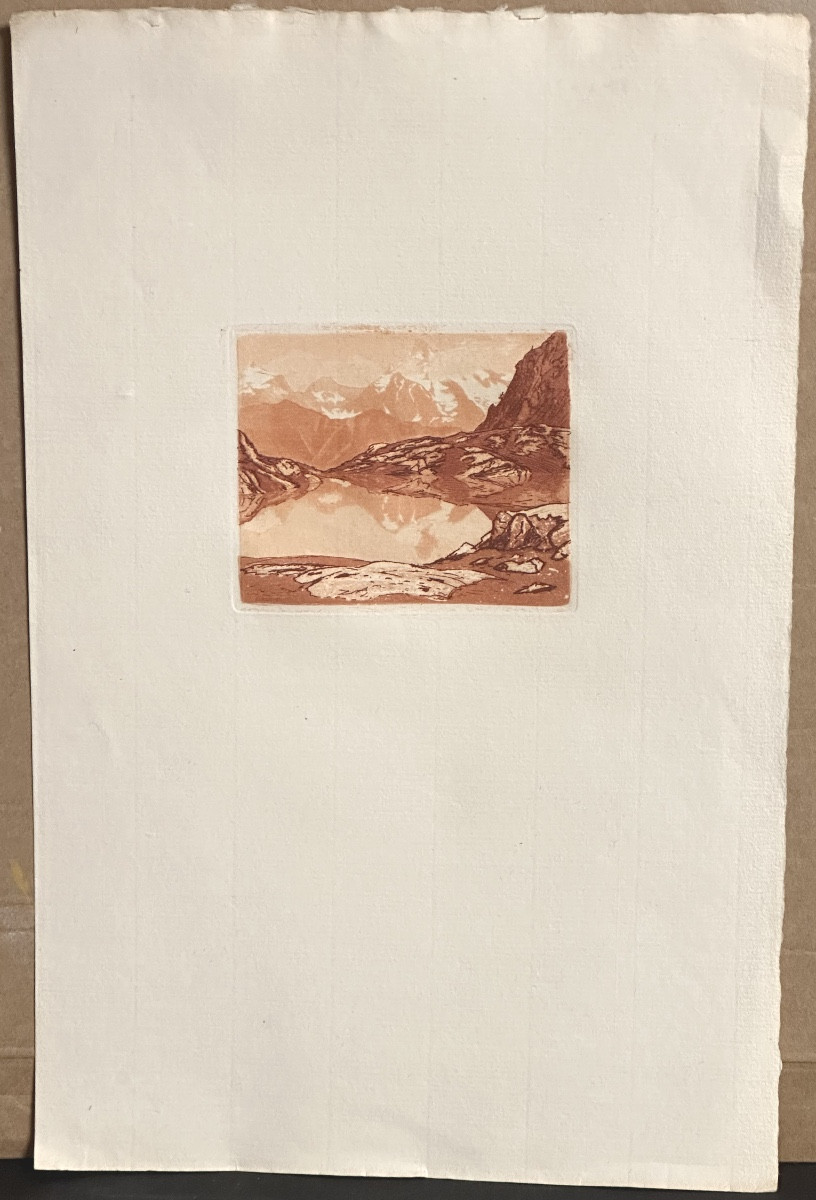 Joanny DREVET 1889-1969 Deux gravures Lac Petarel Valgaudemar et Haute montagne Alpes 1929 -photo-2