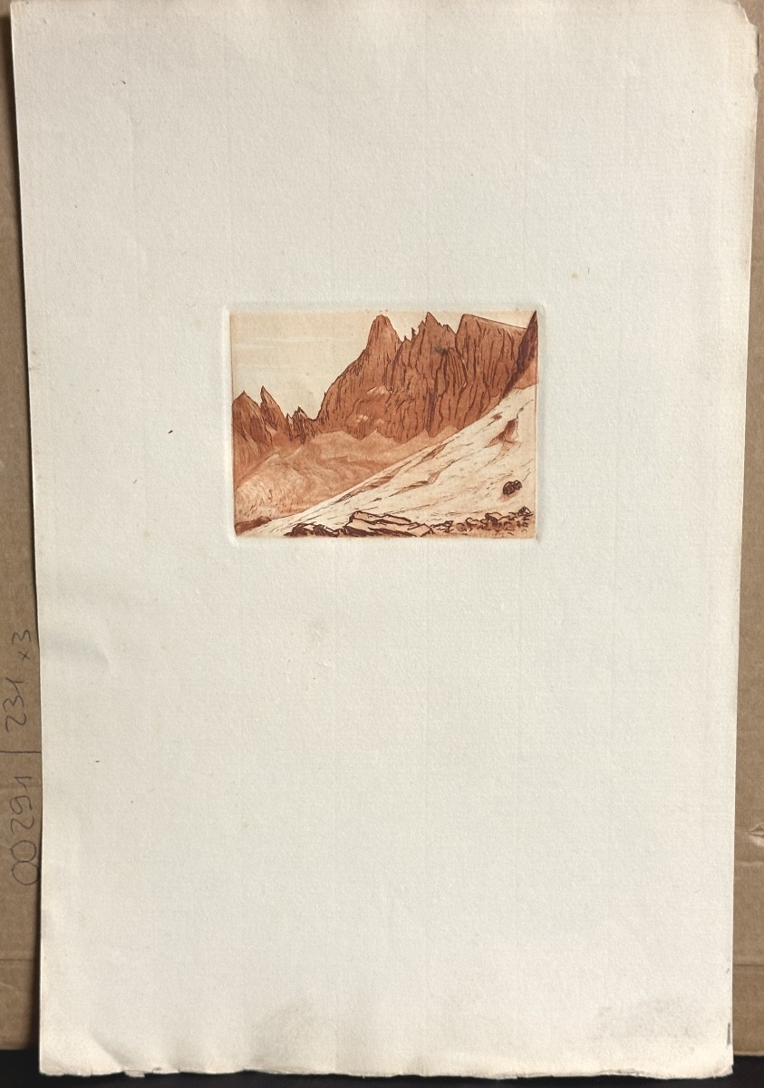 Joanny DREVET 1889-1969 Deux gravures Lac Petarel Valgaudemar et Haute montagne Alpes 1929 -photo-3
