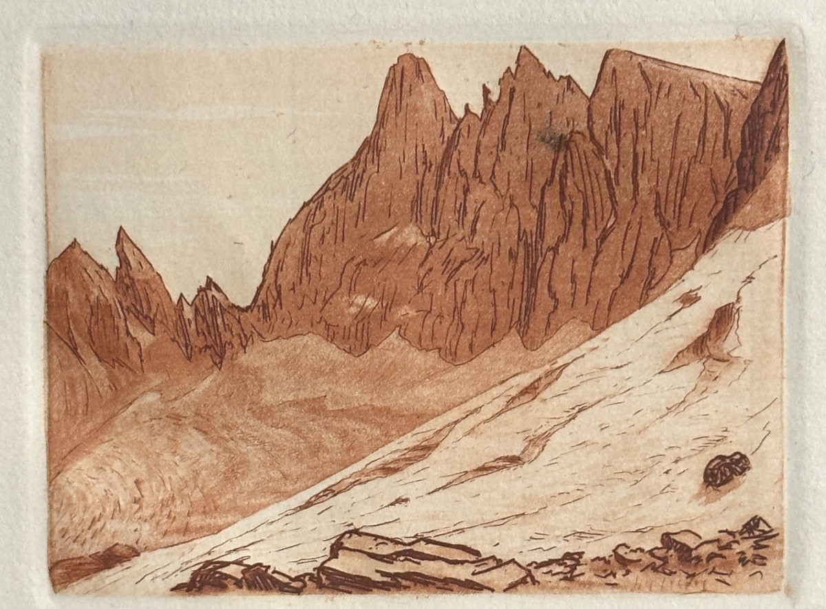 Joanny DREVET 1889-1969 Deux gravures Lac Petarel Valgaudemar et Haute montagne Alpes 1929 -photo-1