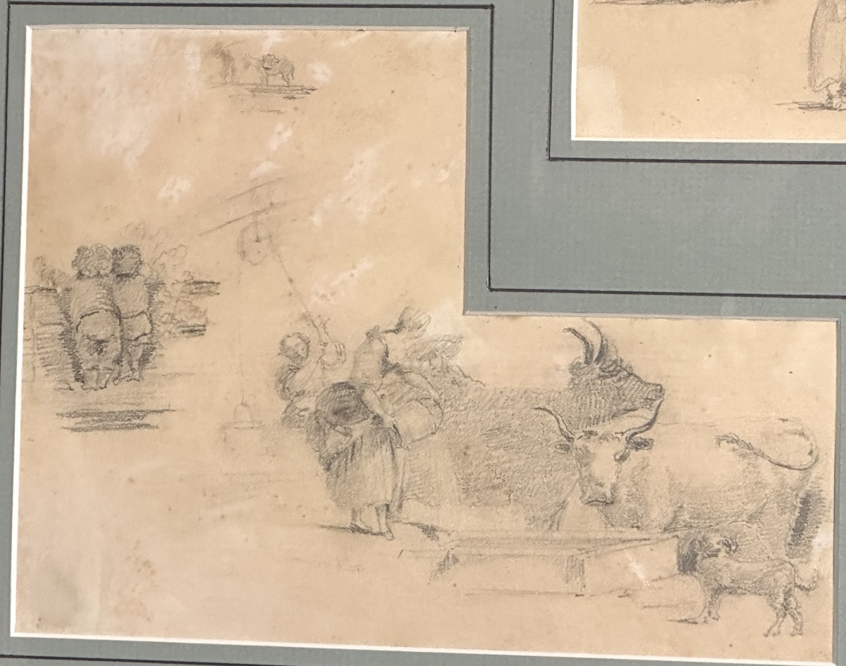5 Framed 19th Century Drawings Of High Quality Country Scenes -photo-4