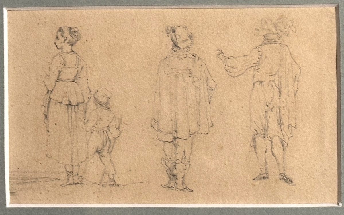 5 Framed 19th Century Drawings Of High Quality Country Scenes -photo-2