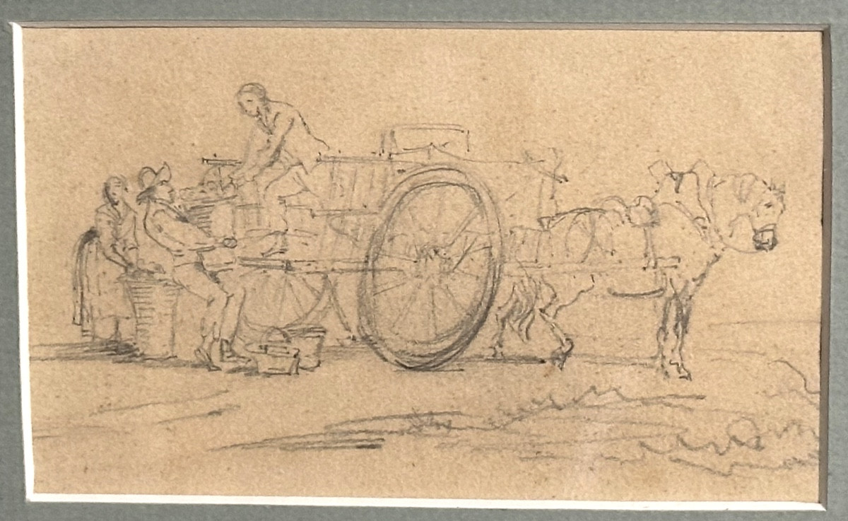 5 Framed 19th Century Drawings Of High Quality Country Scenes -photo-4