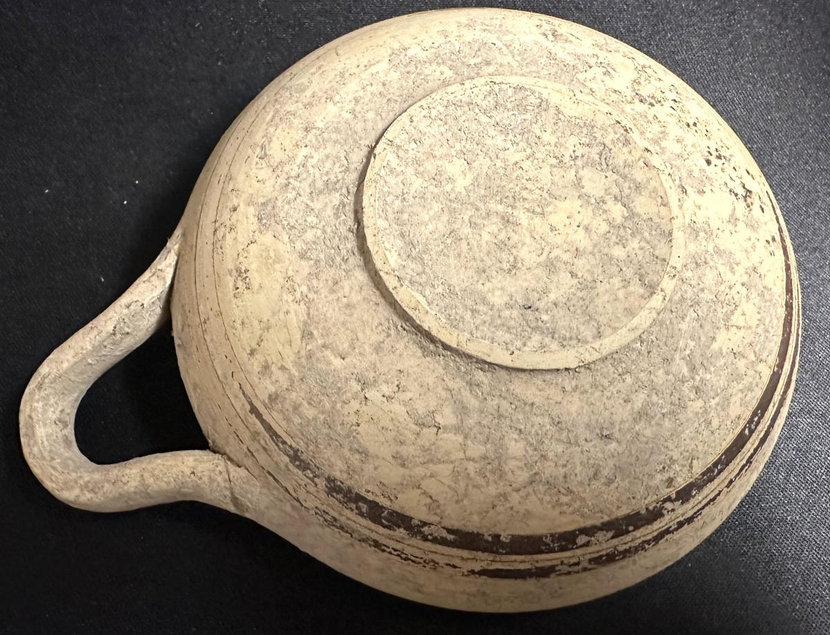 Archaeology Brown Glazed Bowl With Handle, 4th Century Bc, Roman Italy Archeo -photo-4
