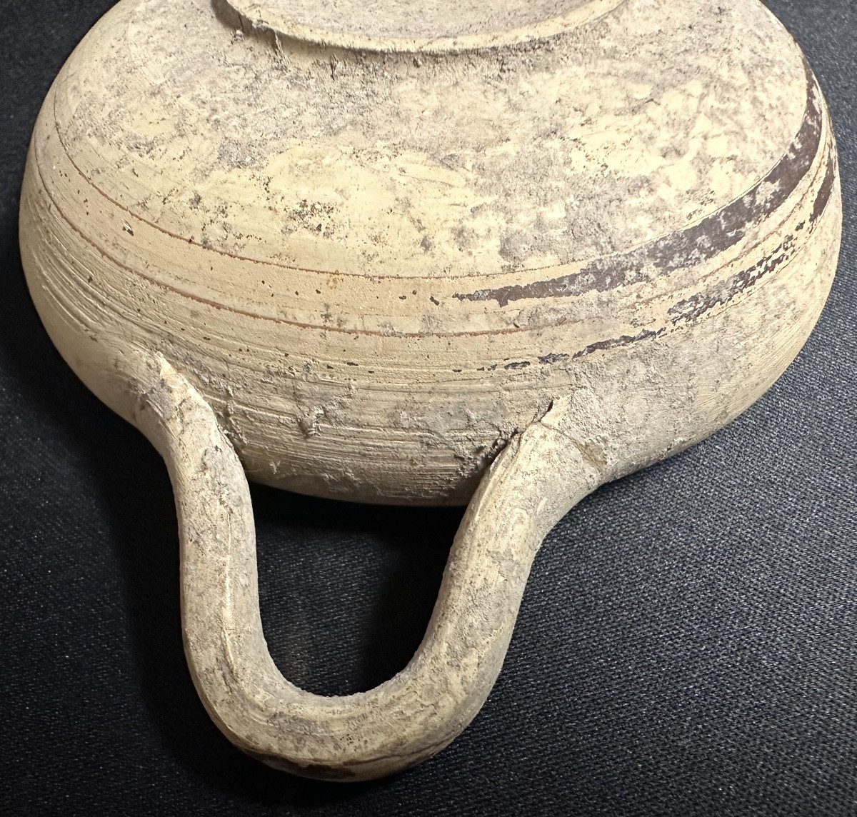 Archaeology Brown Glazed Bowl With Handle, 4th Century Bc, Roman Italy Archeo -photo-3