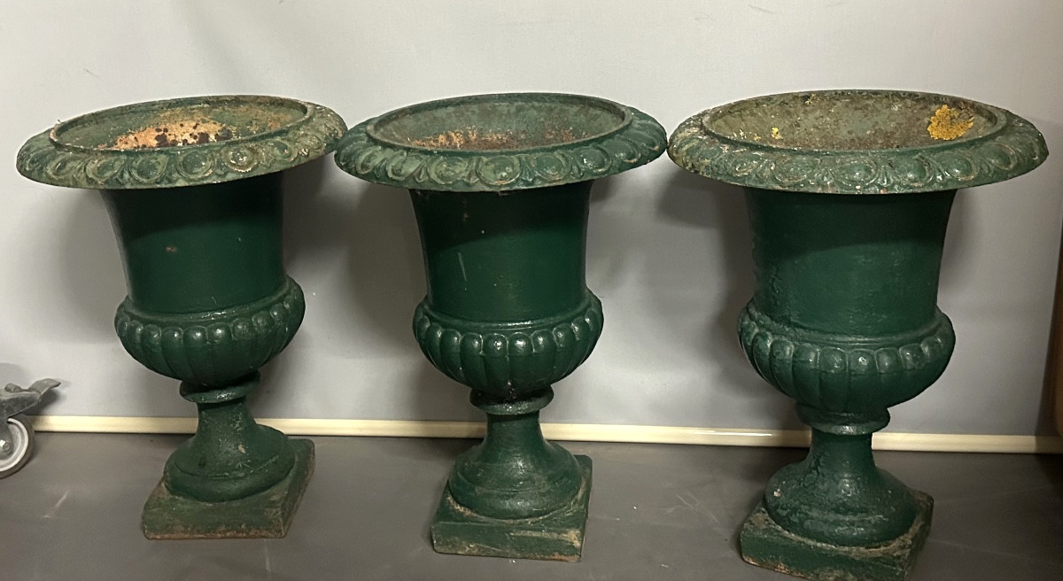 Set Of 3 Large 19th Century Cast Iron Garden Basins, 52cm, 66kg, All 3 In Very Good Condition-photo-3