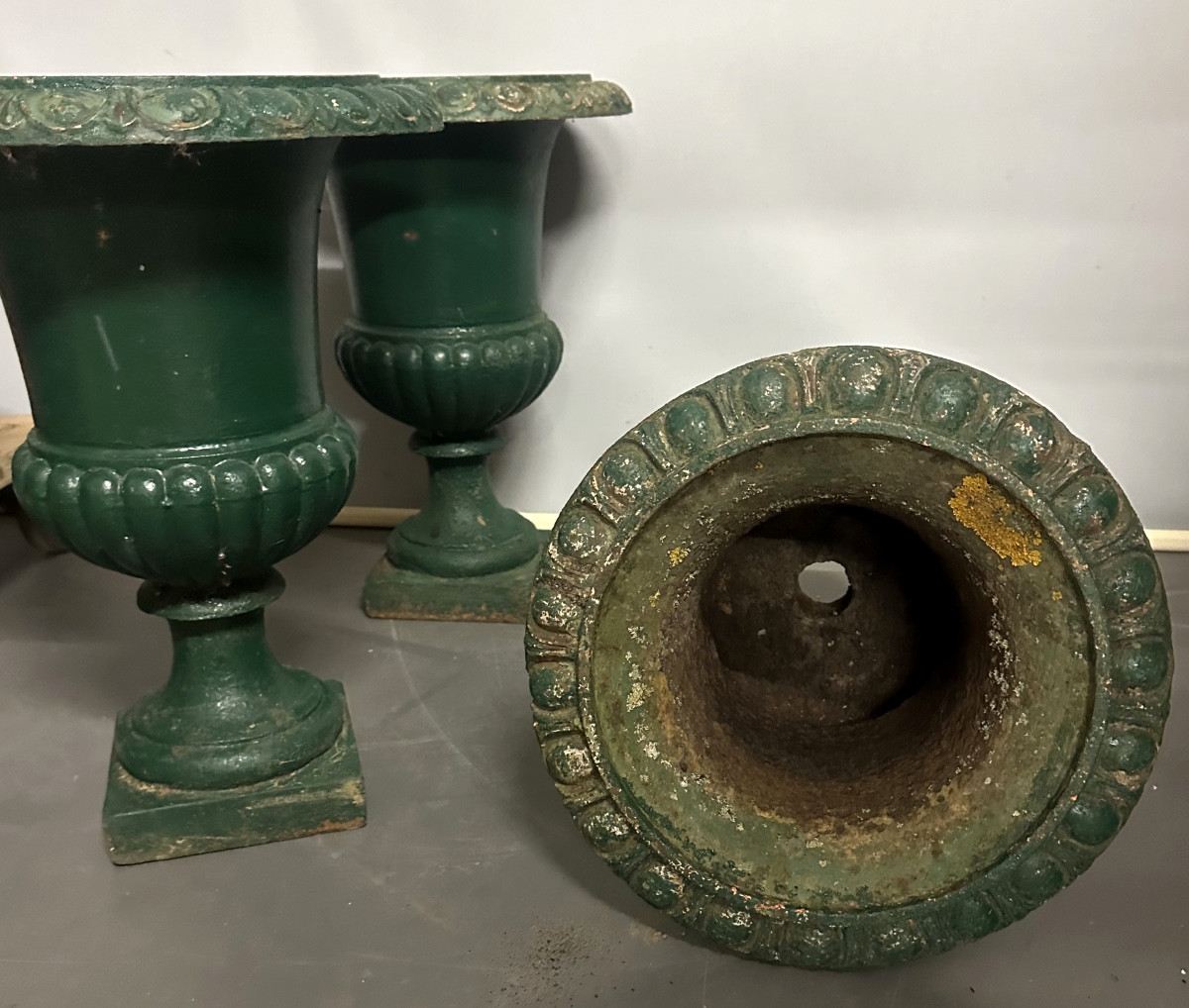 Set Of 3 Large 19th Century Cast Iron Garden Basins, 52cm, 66kg, All 3 In Very Good Condition-photo-4