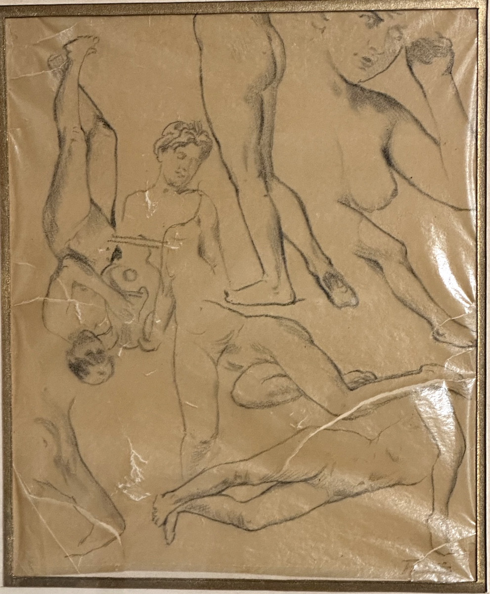Henri FANTIN LATOUR 1836-1904 dessin au crayon  signé 7 nus -photo-2
