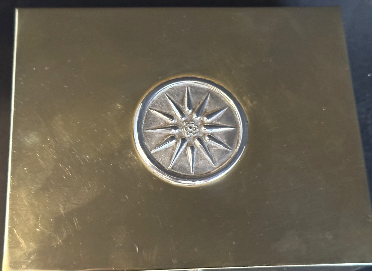 Grèce Macédoine Boîte en argent et laiton Coffret offert par Ministre 1994 en très bon état -photo-4