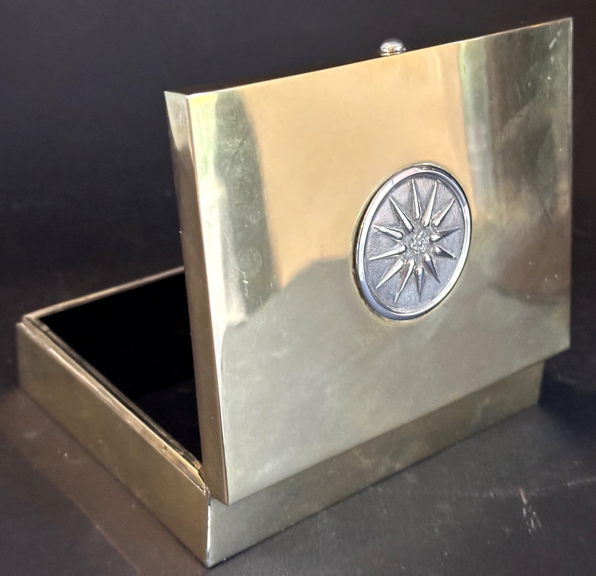 Grèce Macédoine Boîte en argent et laiton Coffret offert par Ministre 1994 en très bon état -photo-5
