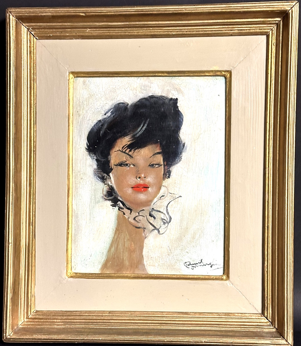 Jean Gabriel Domergue 1889-1962 Oil Young Woman Manita Signed Appraised -photo-2