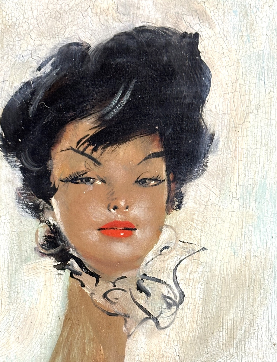 Jean Gabriel Domergue 1889-1962 Oil Young Woman Manita Signed Appraised -photo-4