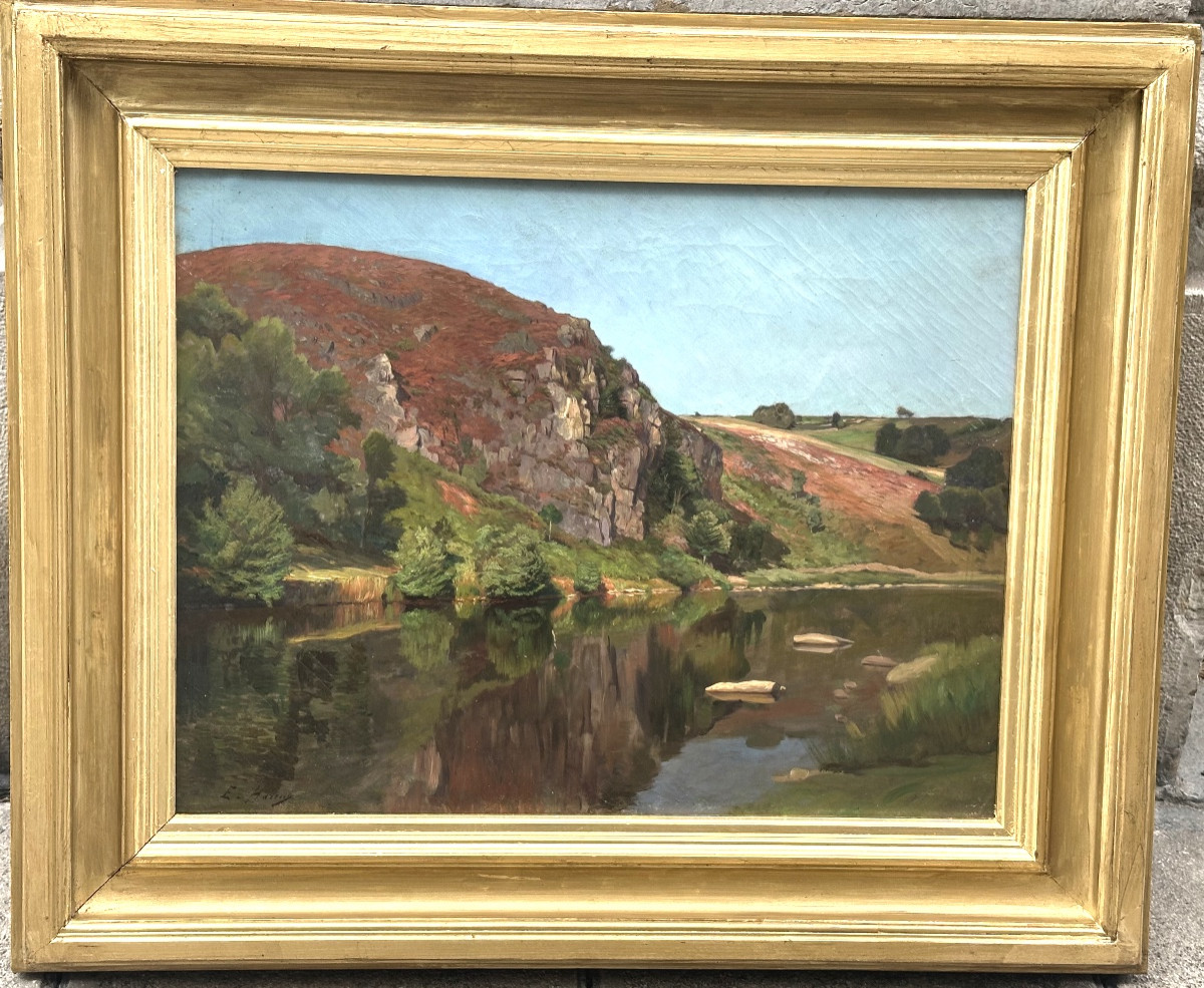 Ernest HAREUX 1847-1909 Grande huile Rivière en Dauphiné En très bon état -photo-2