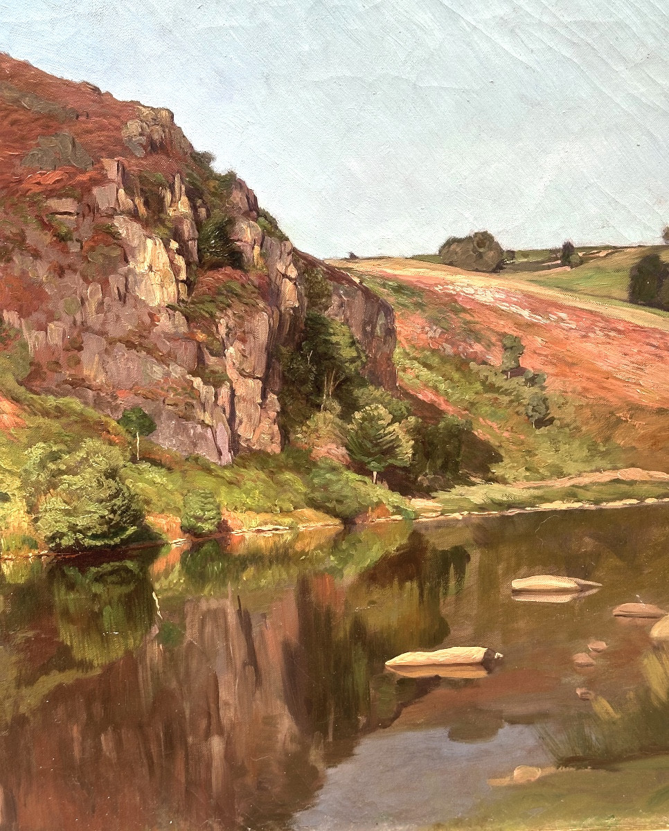 Ernest HAREUX 1847-1909 Grande huile Rivière en Dauphiné En très bon état -photo-4