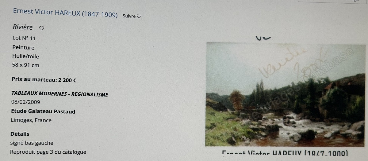 Ernest HAREUX 1847-1909 Grande huile Rivière en Dauphiné En très bon état -photo-4