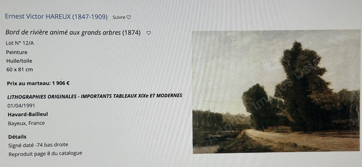 Ernest HAREUX 1847-1909 Grande huile Rivière en Dauphiné En très bon état -photo-7