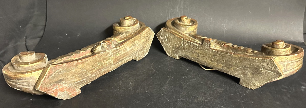 Pair Of 18th Century Corinthian Capitals In Gilded Wood -photo-5