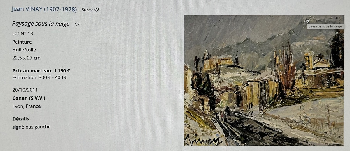 Jean Vinay 1907-1978 Rare And Large Oil La Meije St Antoine l'Abbaye Museum Alps Mountains-photo-3