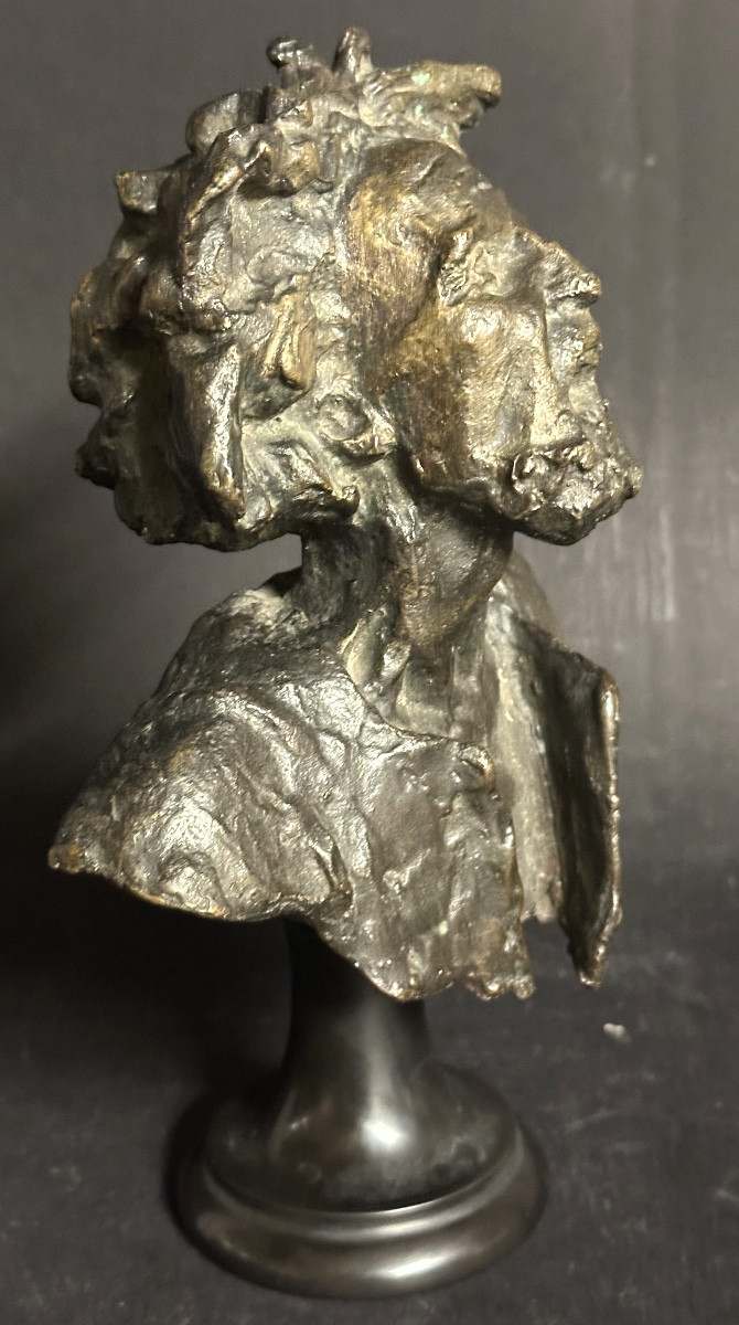 Paul Landowski 1875-1961 Rare Bronze Base Bust Of A Screaming Man Signed  -photo-2