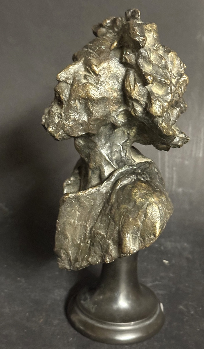 Paul Landowski 1875-1961 Rare Bronze Base Bust Of A Screaming Man Signed  -photo-3