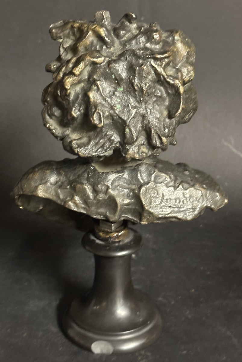 Paul Landowski 1875-1961 Rare Bronze Base Bust Of A Screaming Man Signed  -photo-1