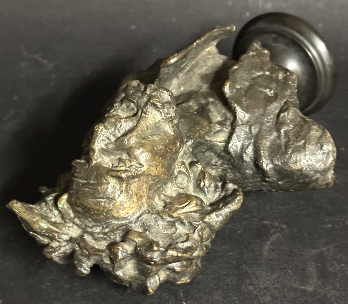 Paul Landowski 1875-1961 Rare Bronze Base Bust Of A Screaming Man Signed  -photo-2