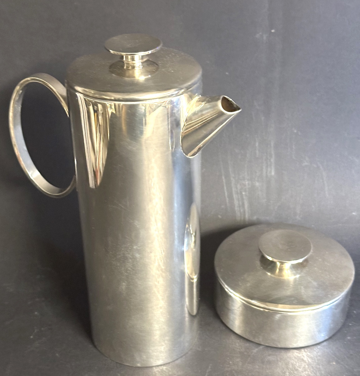 Lino Sabattini For Christofle 1969 Mercury Model Coffee Pot And Sugar Bowl Signed Gallia -photo-2