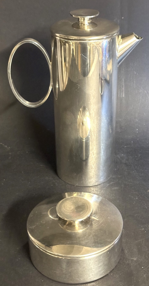 Lino Sabattini For Christofle 1969 Mercury Model Coffee Pot And Sugar Bowl Signed Gallia -photo-3