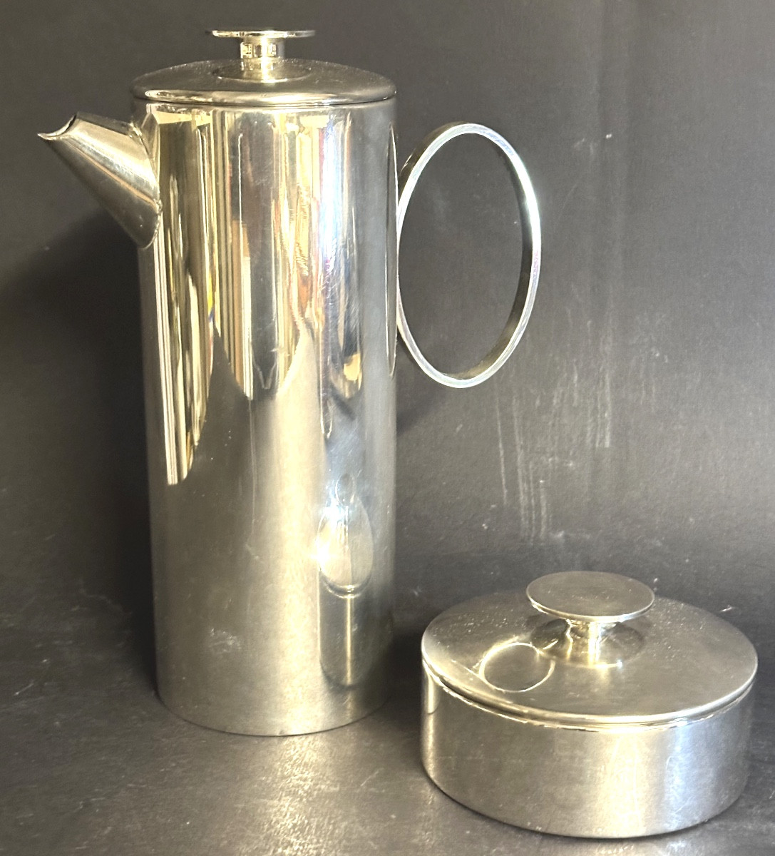 Lino Sabattini For Christofle 1969 Mercury Model Coffee Pot And Sugar Bowl Signed Gallia 