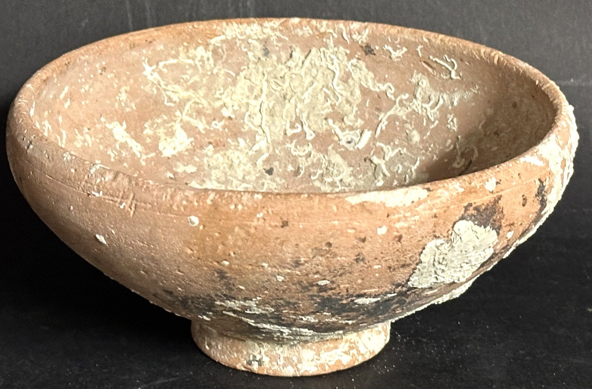 Archaeology Large Roman Bowl 1st-3rd C On Heel 16cm Intact With Archaeological Concretions-photo-4